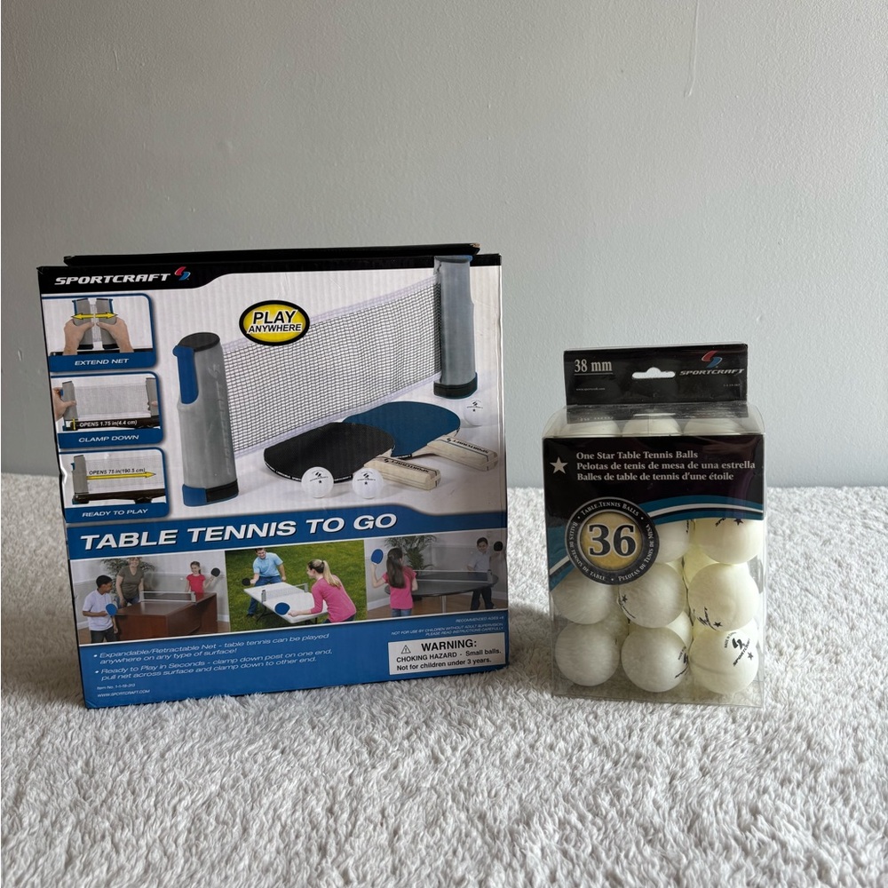 Sportcraft Table Tennis To Go & 36 Table Tennis Balls Top Measurement 75x1.75”